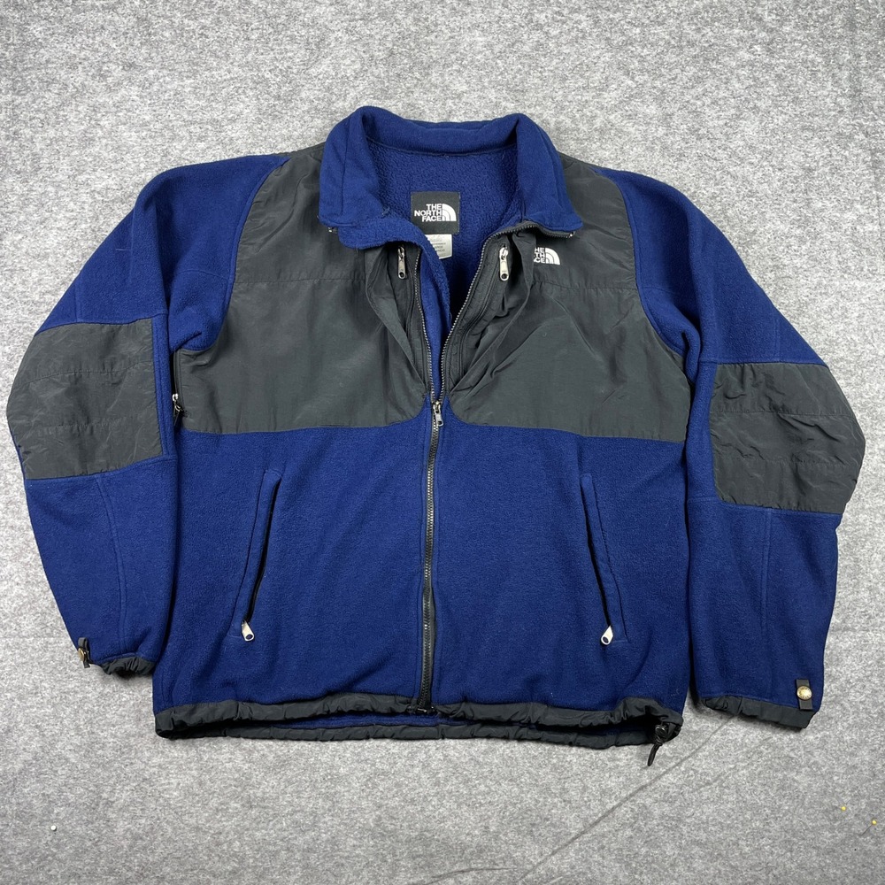 The North Face Denali Jacket Mens XL Blue Fleece Full Zip Nylon Overlay Outdoor